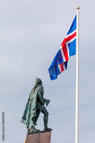 Statue of Leif Eriksson, the best known Viking to have explored North America, erected in Reykjavik, Iceland in 1932, sculpted Alexander Stirling Calder.