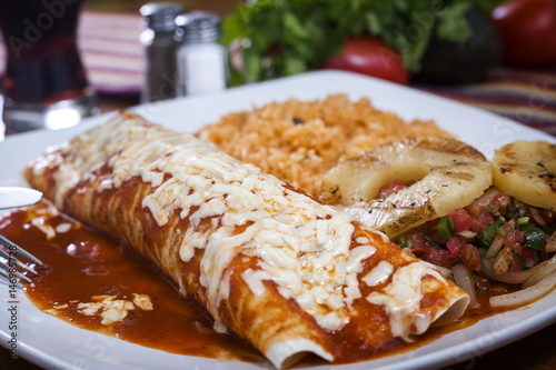 Burrito with red sauce