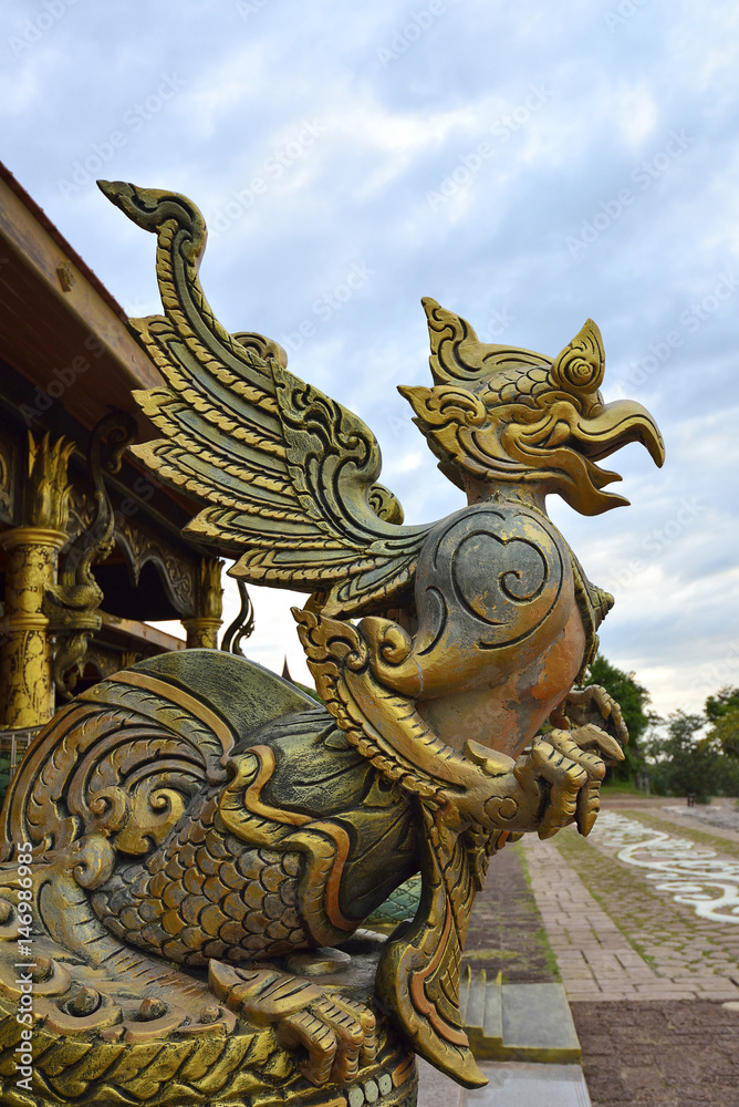 Garuda sculpture at old temple in northThailand