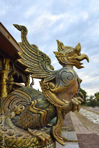 Garuda sculpture at old temple in northThailand