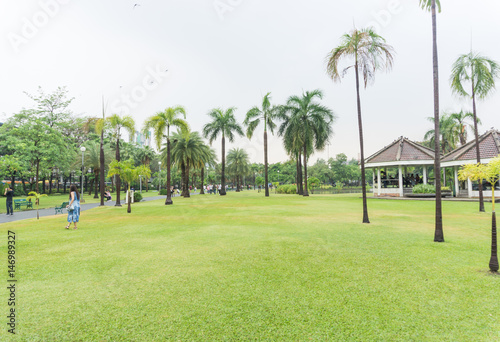 BANGKOK, THAILAND - APRIL 29, 2017 : Chatuchak Park after rain , A large public park in Bangkok Thailand.