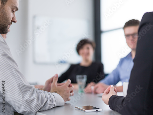 Business Team At A Meeting at modern office building