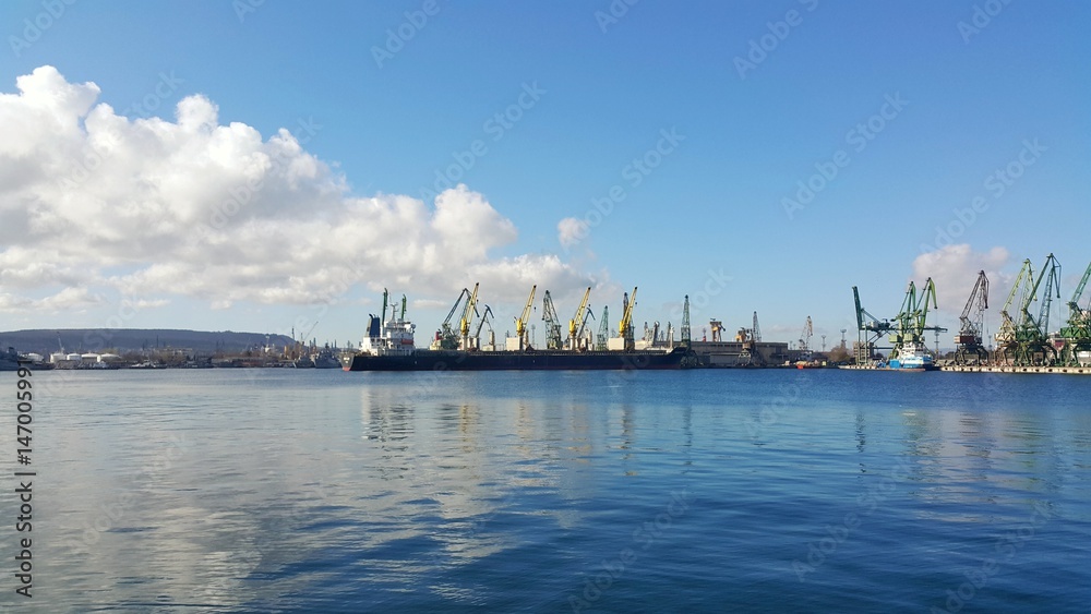 Sea port and industrial cranes, Varna