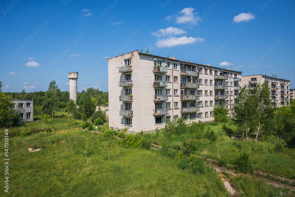 Block of flats in former Soviet military town Skrunda-1 in Latvia