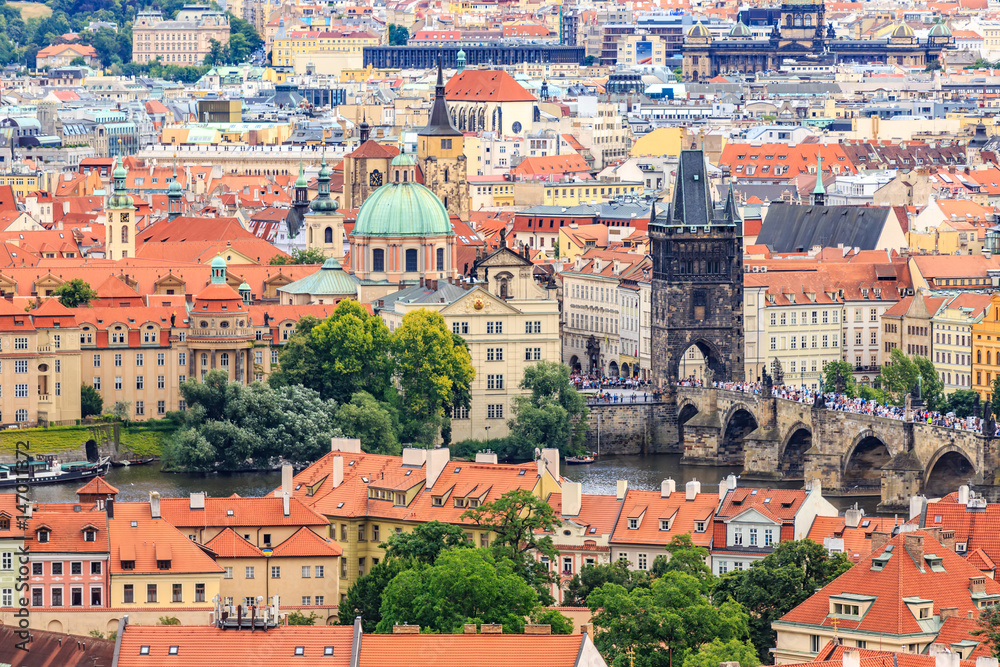 Prague Old Town, Vltava river in Prague, Czech Republic. Architecture and landmark of Prague,