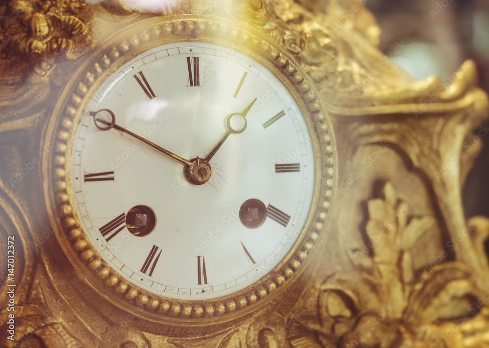 Victorian Old Clock Face with Roman Numerals Gold antique collection Victorian Old Clock Face with Roman Numerals Gold antique collection