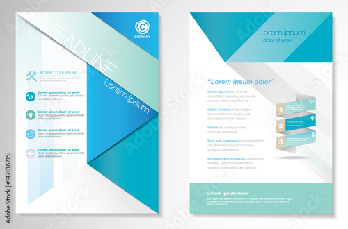 Template vector design for Brochure, Annual Report, Magazine, Poster, Corporate Presentation, Portfolio, Flyer, layout modern with green color size A4, Front and back