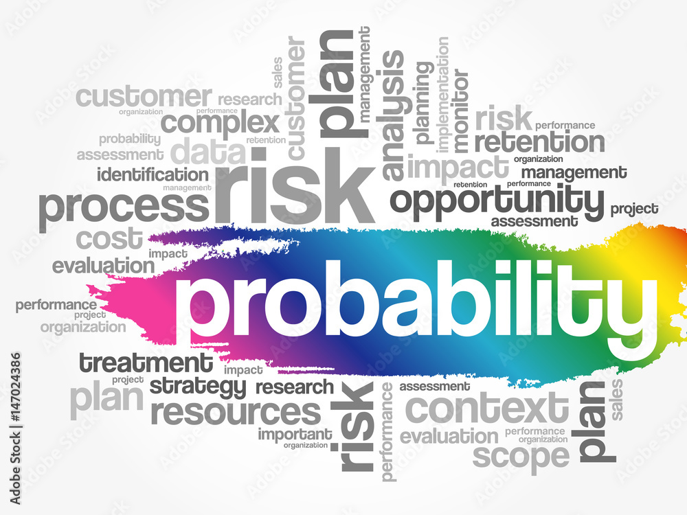 Probability word cloud collage, business concept background