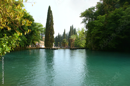 Abkhazia city of New Afon. Artificial waterfall on the river Psyrtsha photo