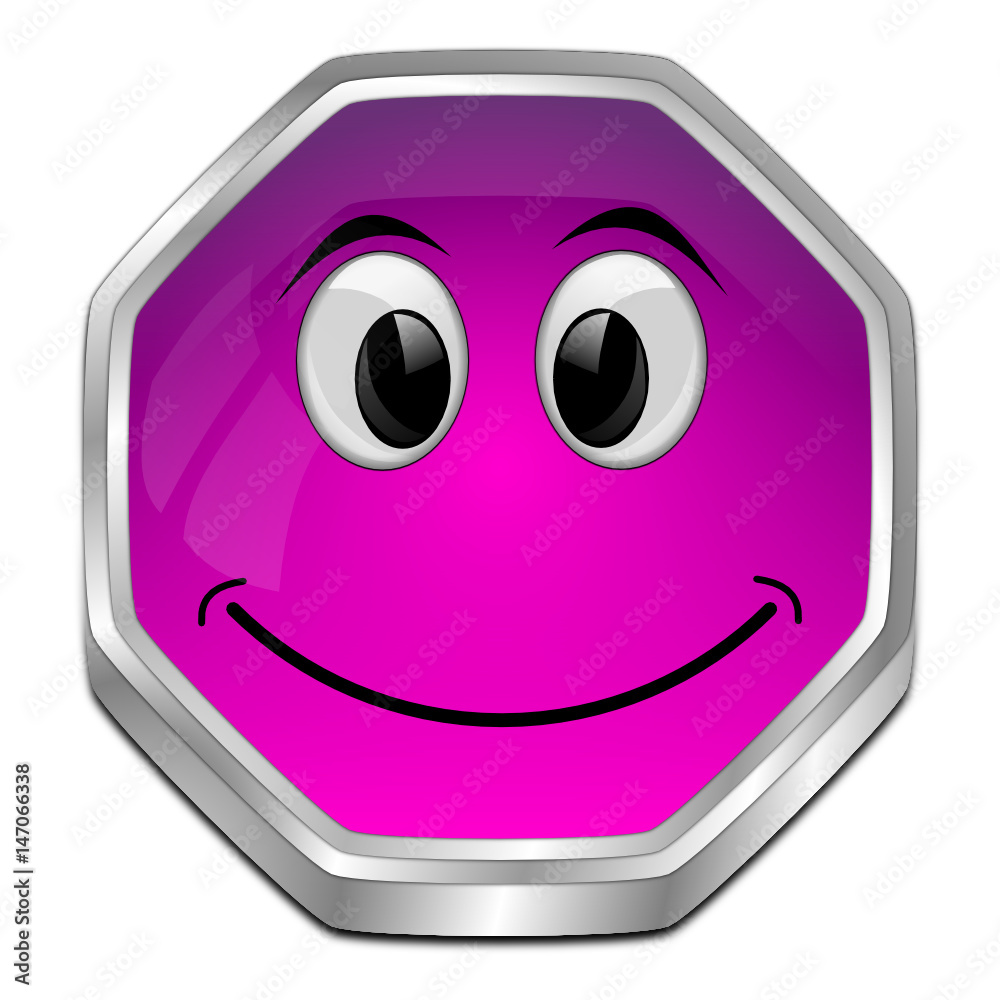 Button with smiling face - 3D illustration Button with smiling face - 3D illustration
