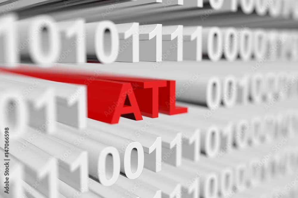 ATL as a binary code with blurred background 3D illustration