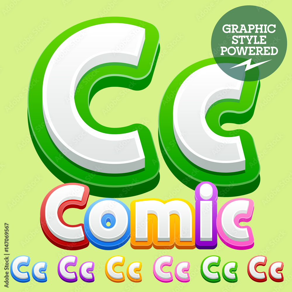 Vector cute children alphabet set. Contains different graphic style. Letter C Vector cute children alphabet set. Contains different graphic style. Letter C