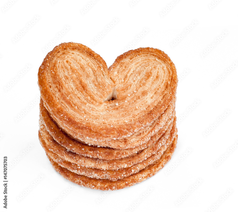 heart shape cookies in stack isolated on white heart shape cookies in stack isolated on white