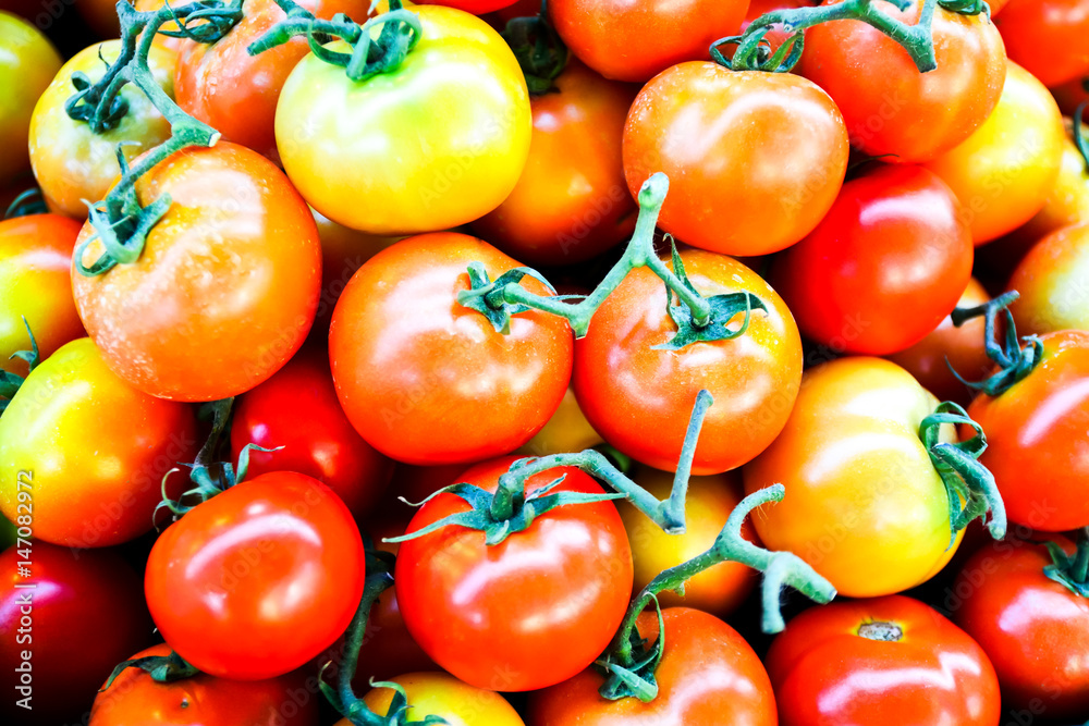 Ripe red tomatoes in the market Ripe red tomatoes in the market