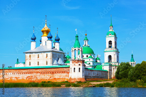 View of Spaso-Yakovlevsky Monastery in Rostov from Nero's lake photo