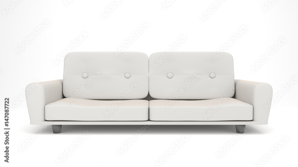 Sofa 3D isolate white background 3D rendering, Sofa and Chair fabric  leather in white background for use in graphics, photo editing, sofas,  various colors, red, black, green and other colors. Stock Illustration |
