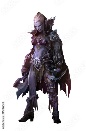 Fantasy illustration of dark elf beautiful woman warrior © Alexandra Petruk