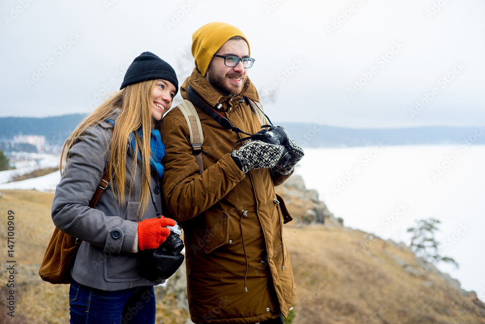 Fototapeta premium Photographers on a hill