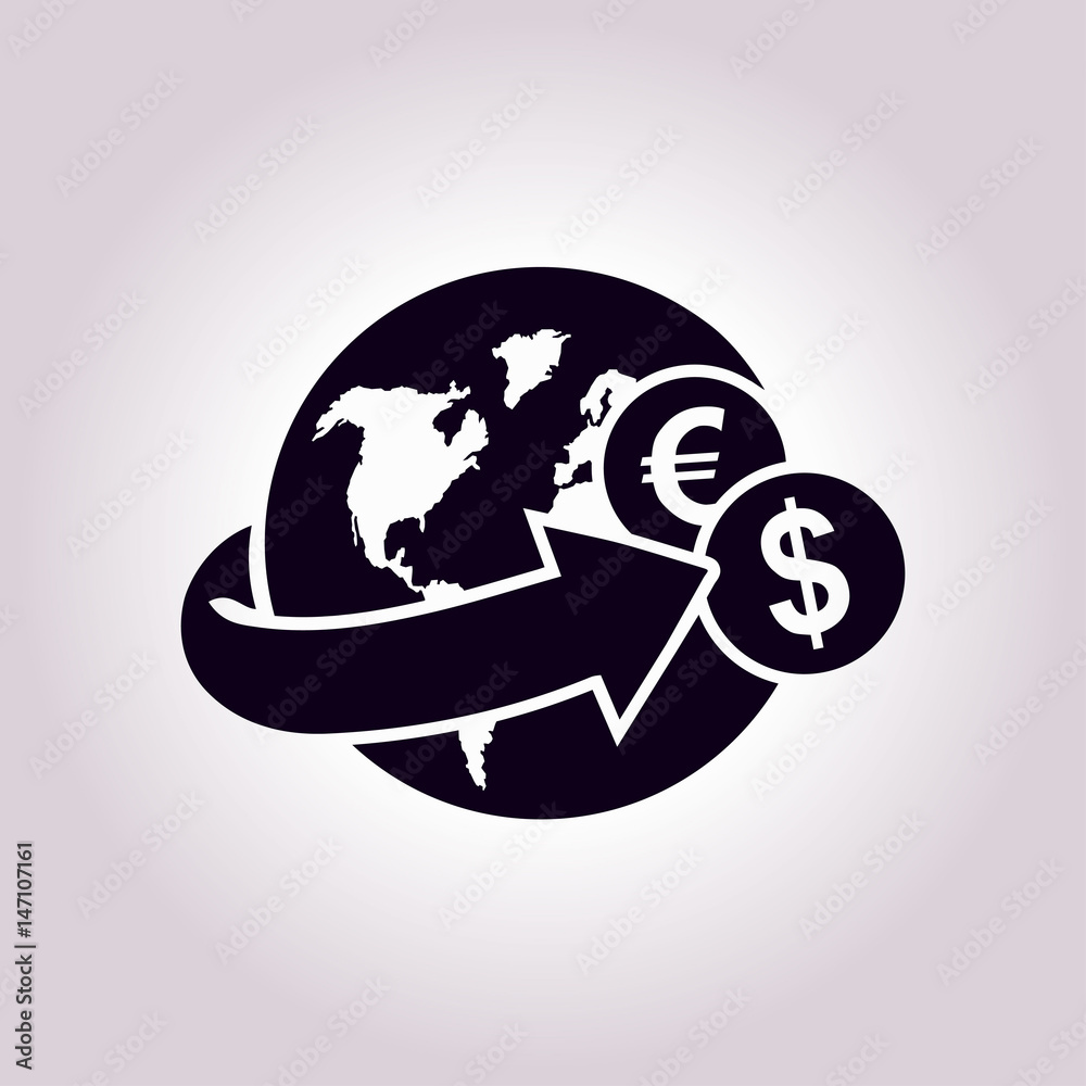 Arrow wrapped around the earth. Remittances icon. Arrow wrapped around the earth. Remittances icon.