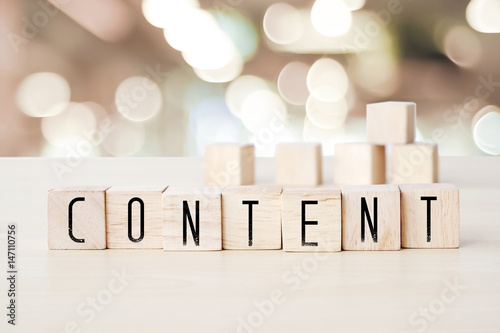 Content word on wooden cubes background, digital marketing concept photo