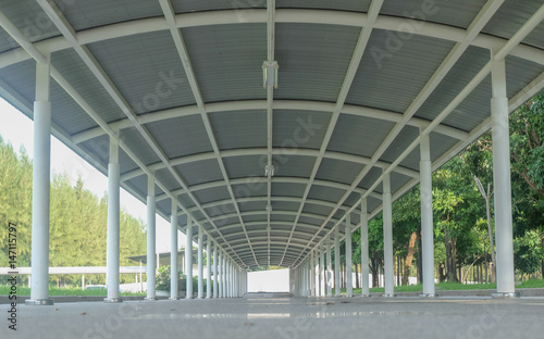 The walkway covering with roof.