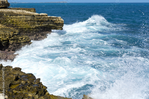 Antigua, Atlantic Ocean rocky shoreline with white waves