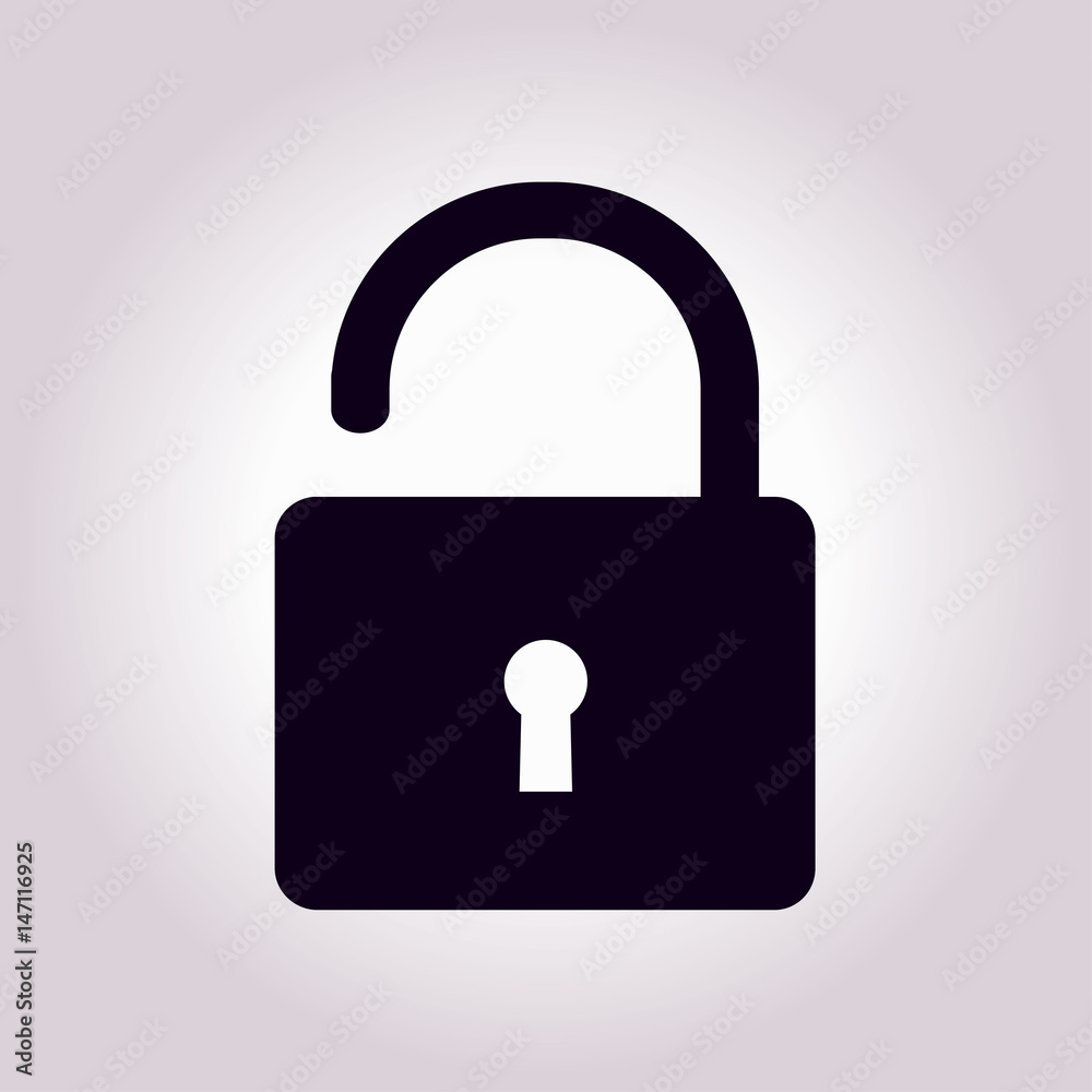 Unlock icon. Flat design style. Access to the user. Unlock icon. Flat design style. Access to the user.