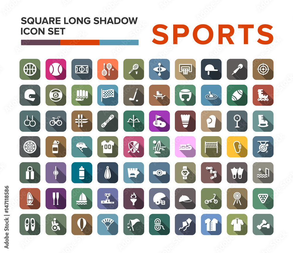 sport icons set in flat design with long shadow sport icons set in flat design with long shadow