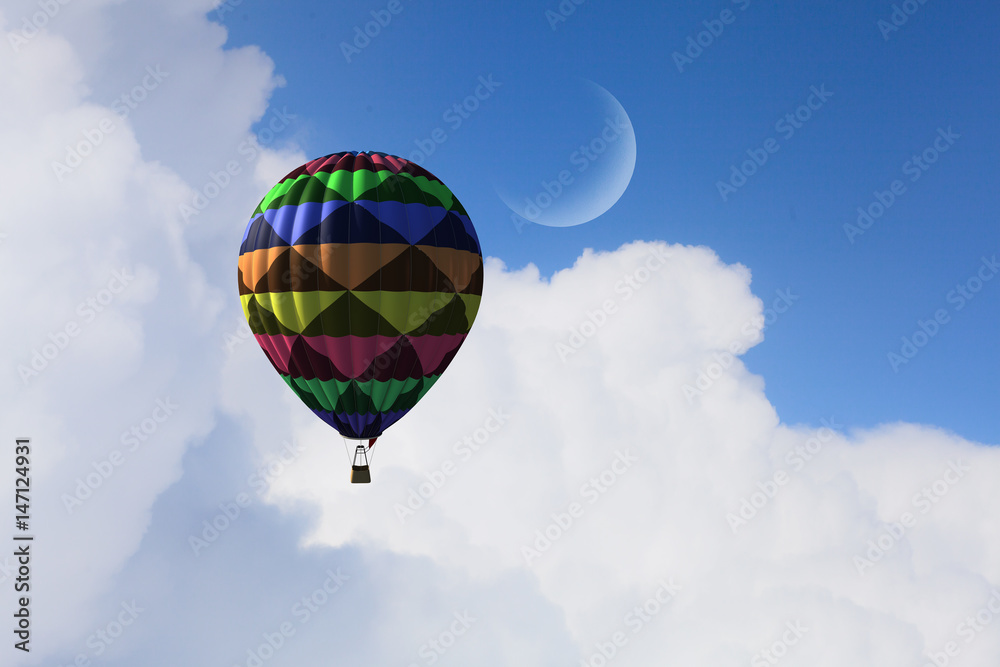 Fototapeta premium Aerostat flying above clouds