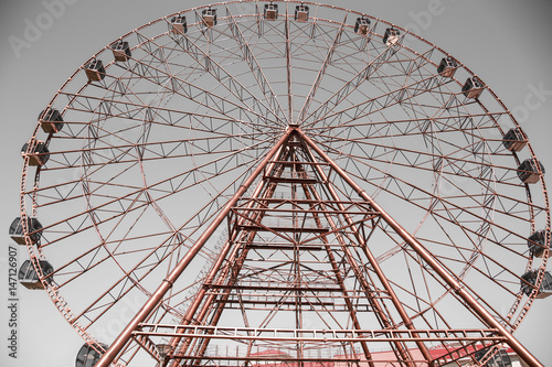 Vintage Ferris Wheel Over Turquoise Sky