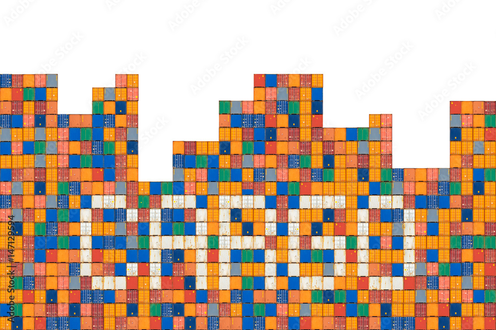 Cargo containers with white containers showing the word Cargo