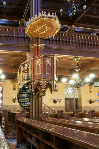 Interior of the Great Synagogue or Tabakgasse Synagogue in Budapest, Hungary