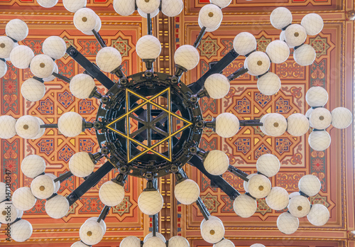 Ceiling in The Great Synagogue is a historical building in Budapest, Hungary