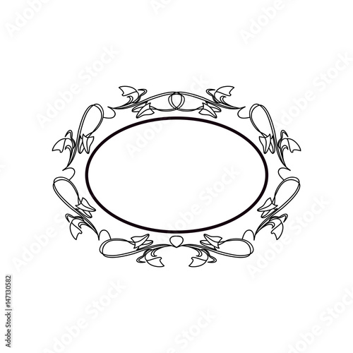 Vintage Calligraphic Frame - Round Decorative Floral Element with Lines, Flourishes, Scrolls and Swirls Isolated in Black Vector - for Page Decor, Borders, Letters, Invitations, Cards, Logo or Menu