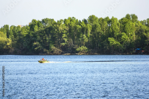 Motorboat on Dnipro river