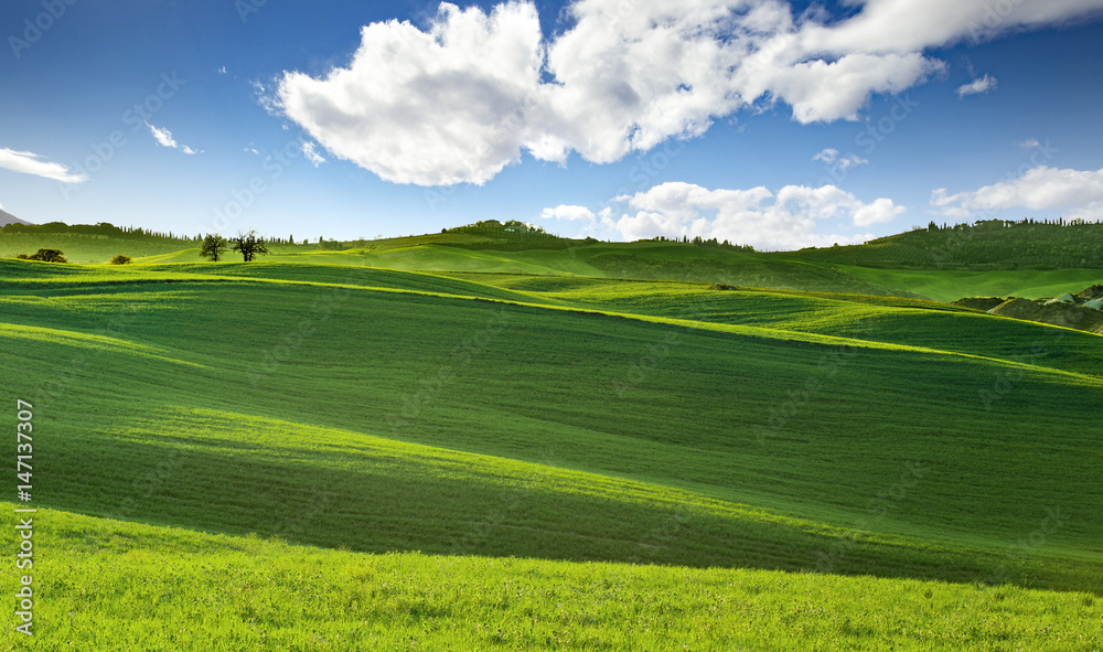 panoramic view of rolling hills in tuscany panoramic view of rolling hills in tuscany