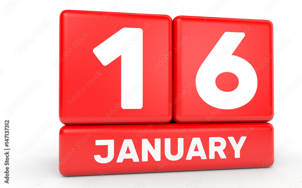Fototapeta premium January 16. Calendar on white background.