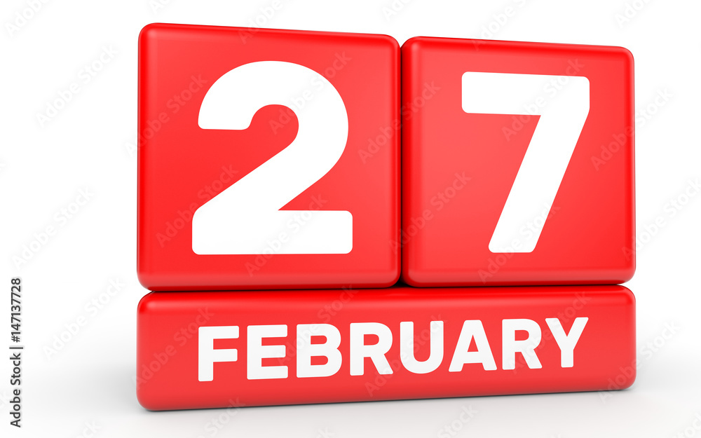 February 27. Calendar on white background. February 27. Calendar on white background.