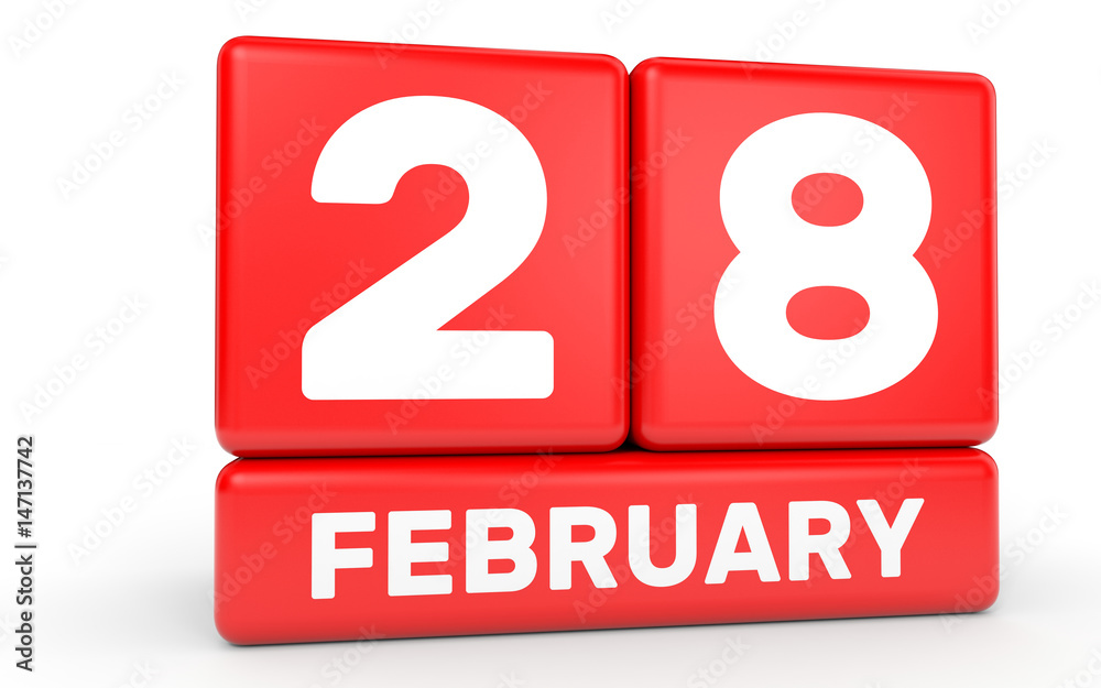 February 28. Calendar on white background. February 28. Calendar on white background.
