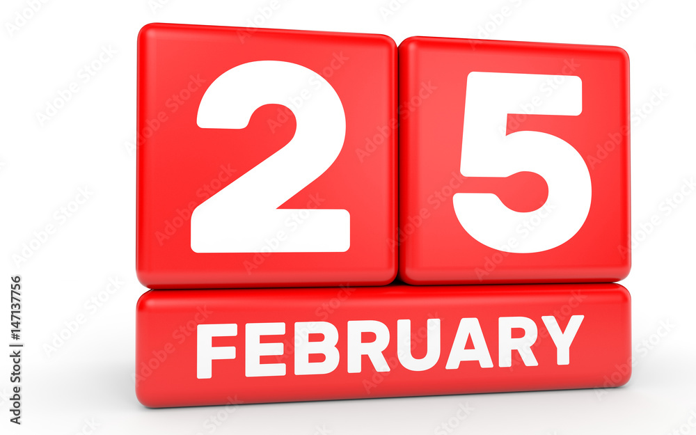 February 25. Calendar on white background. February 25. Calendar on white background.