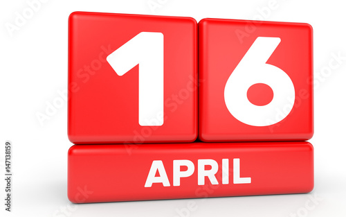 April 16. Calendar on white background.