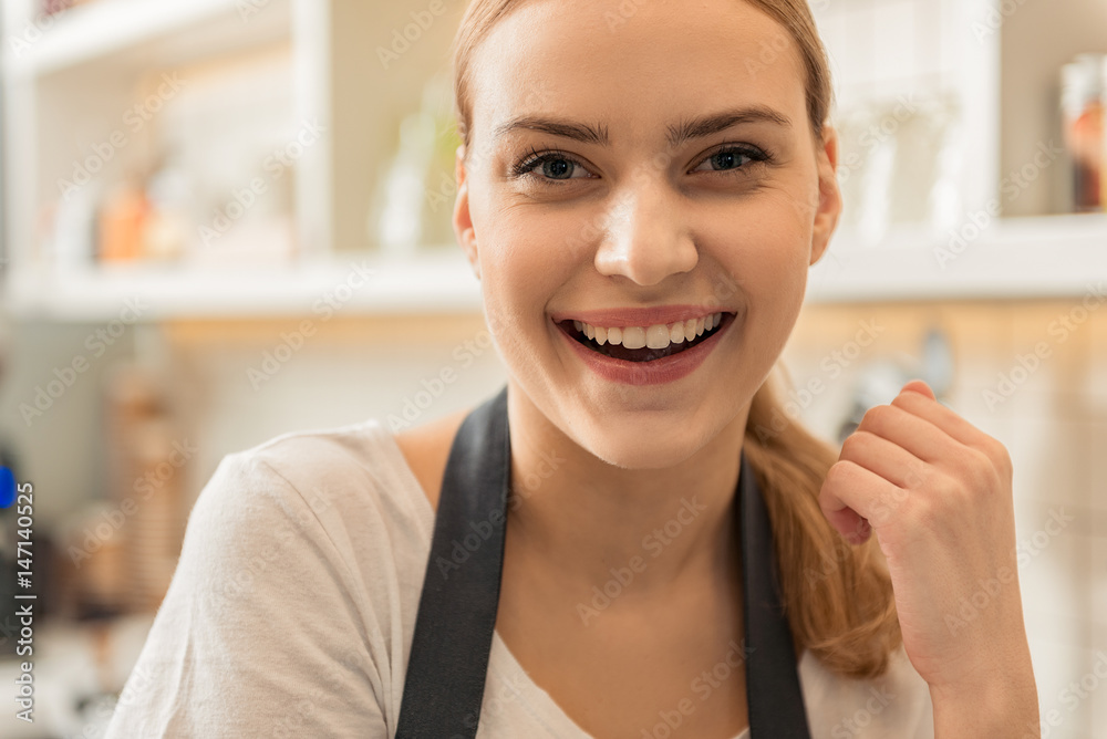 Happy waitress working in cafe Happy waitress working in cafe