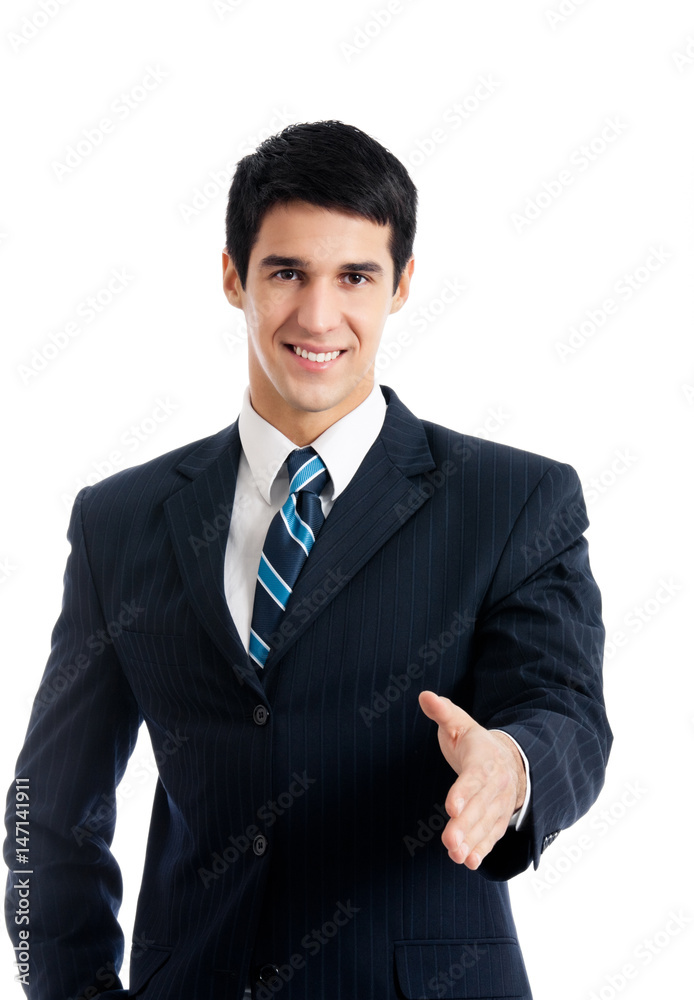 young businessman giving hand for handshake young businessman giving hand for handshake