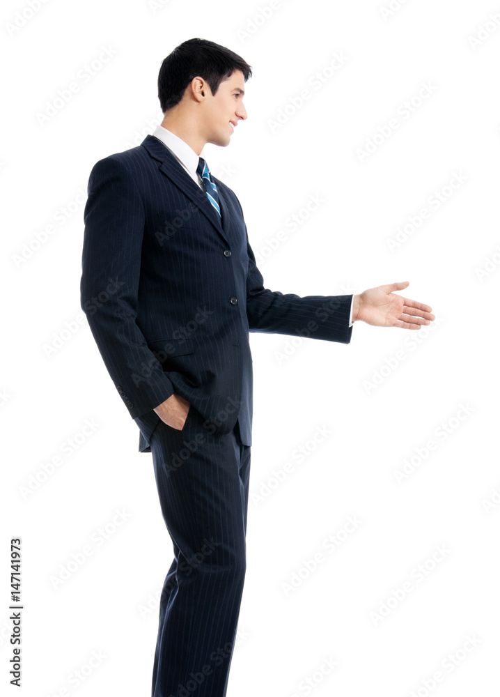 young businessman giving hand for handshake young businessman giving hand for handshake