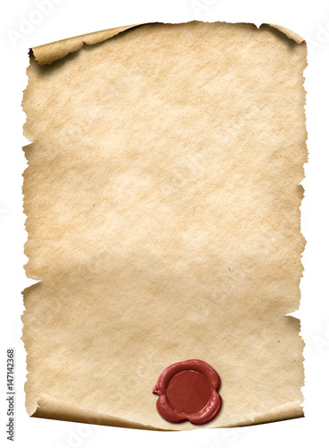 parchment with red wax seal...
