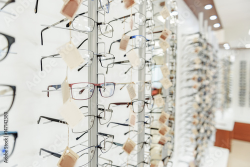 Wide showcase full of glasses © Yakobchuk Olena
