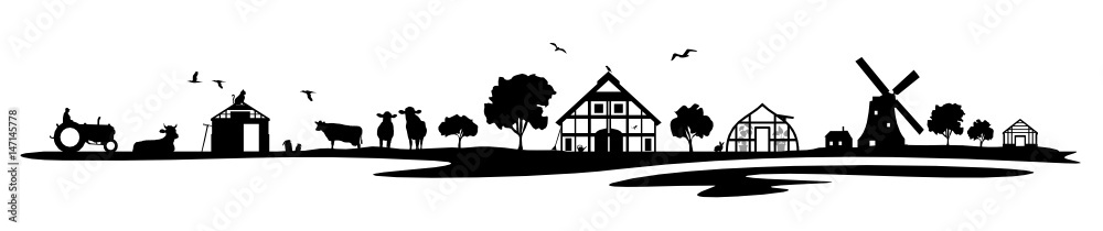 Silhouette Bauernhof und Landwirtschaft
