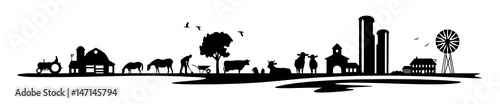 Silhouette Farm und Tiere
