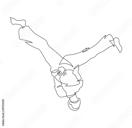 Capoeira fighter contour Isolated on white. Linear vector illustration