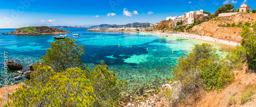 Spanien Mallorca Strand Panorama Anblick von Puerto Portals Nous
